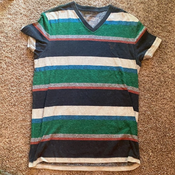 3 American Eagle Striped V-necks - Picture 2 of 4